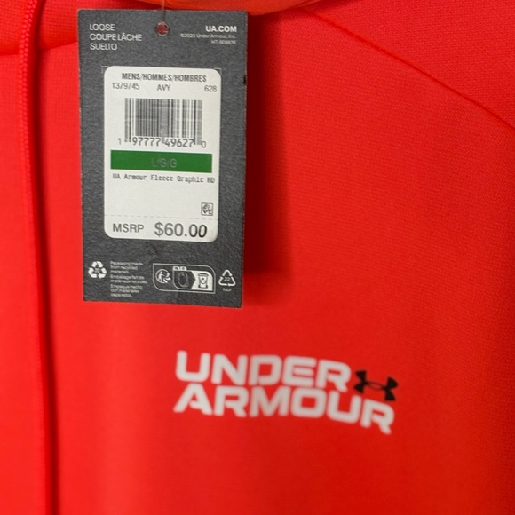 NEW with tags! Men’s Size Large Under Armour Fleece Graphic Hoodie - Picture 3 of 7